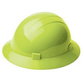 Hard Hat with ratchet adjustment and 4 point nylon suspension in Hi-Viz Lime and Pad Print.